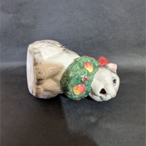 VINTAGE FITZ & FLOYD Cat Christmasy  creamer 1992 Super Cute 4.5" - Picture 6 of 10